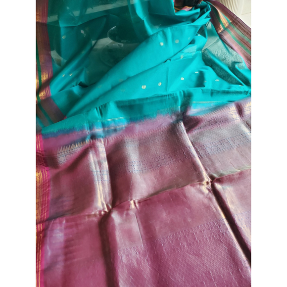 Women Pure Sico Gadwal Saree Handloom Festive Ethnic Royal Designer - Picture 16 of 16